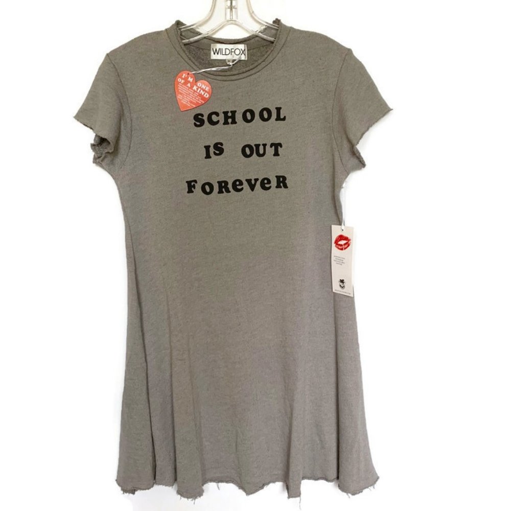 WILDFOX Short Sleeve Gray Dress. School Is Out